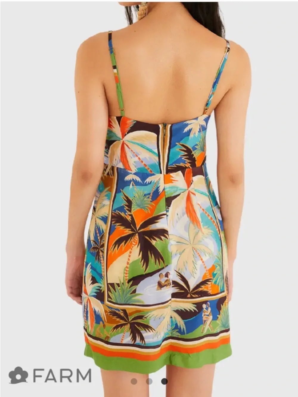 Farm Rio Scarf Tropical Print Tie-Front Mini Dress - S - Picture 3 of 16